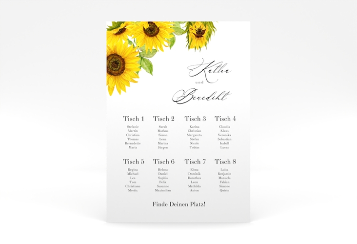 Sitzplan Poster Hochzeit Sonnenblume 50 x 70 cm Poster