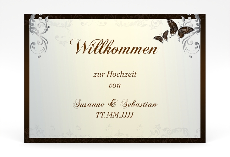 Willkommensschild Poster Toulouse 70 x 50 cm Poster braun romantisch mit Schmetterlingen