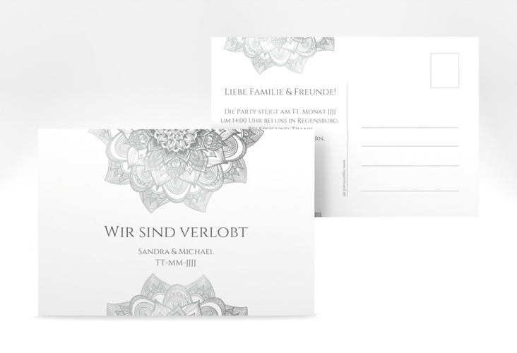 Verlobungskarte Hochzeit Delight A6 Postkarte grau