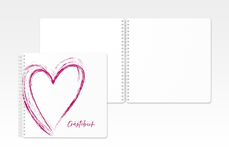 Gästebuch Hochzeit Liebe Ringbindung pink