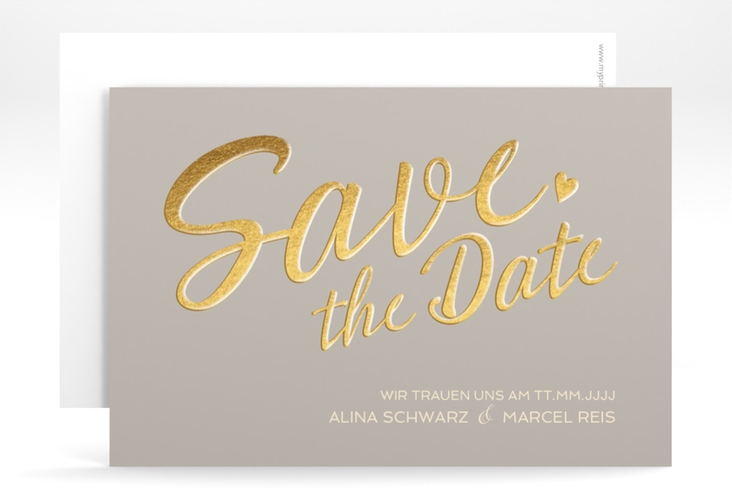 Save the Date-Karte Glam A6 Karte quer grau