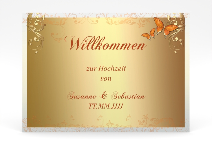 Willkommensschild Poster Toulouse 70 x 50 cm Poster orange romantisch mit Schmetterlingen