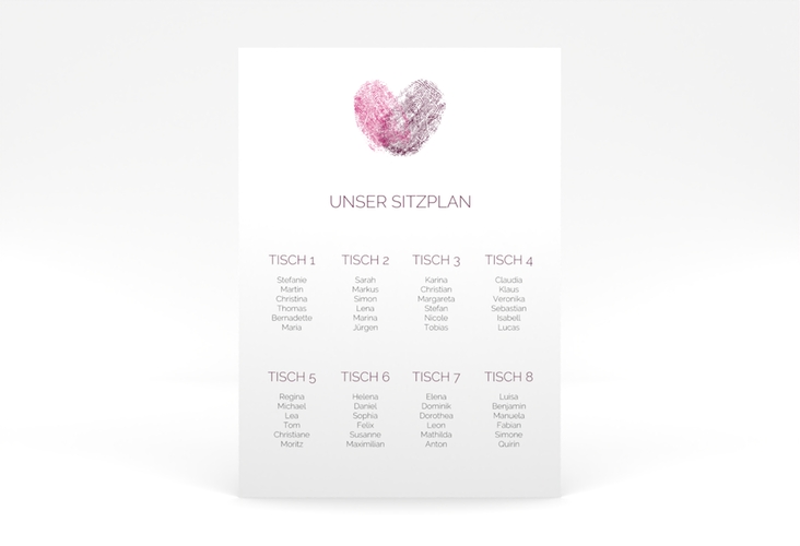 Sitzplan Poster Hochzeit Fingerprint 50 x 70 cm Poster schlicht mit Fingerabdruck-Motiv