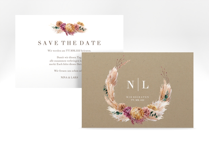 Save the Date-Karte Bohochic A6 Karte quer Kraftpapier