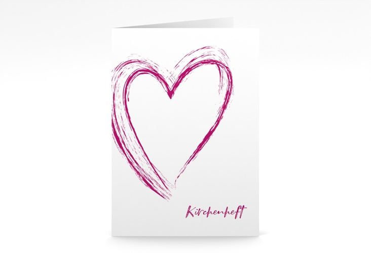 Kirchenheft Hochzeit Liebe A5 Klappkarte hoch pink