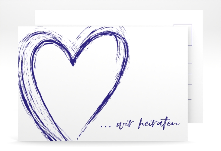 Verlobungskarte Hochzeit Liebe A6 Postkarte blau