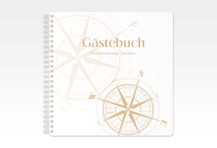 Gästebuch Ferienwohnung Nordsee Ringbindung beige mit Windrose