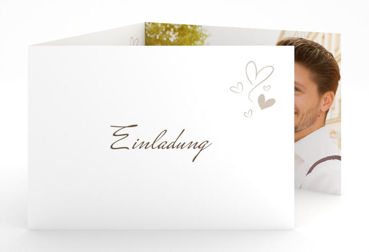 Hochzeitseinladung Purity A6 Doppel-Klappkarte weiss