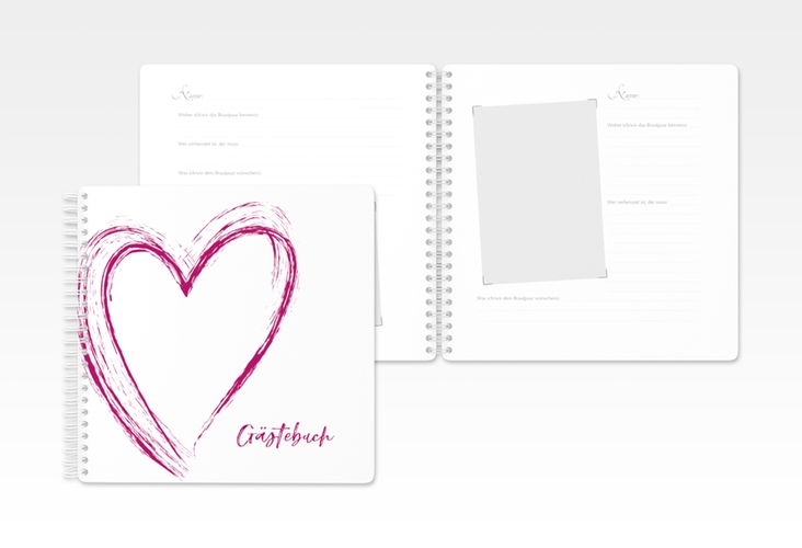 Gästebuch Hochzeit Liebe Ringbindung pink