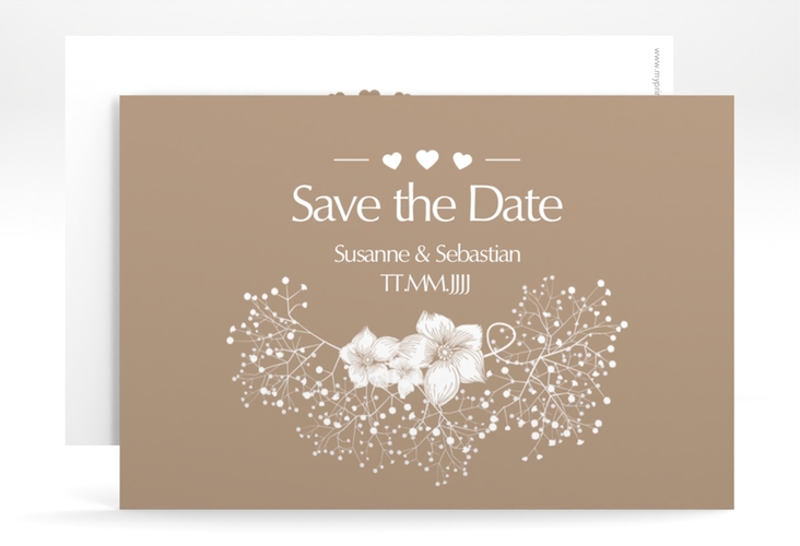 Save the Date-Karte Hochzeit Jena A6 Karte quer braun hochglanz