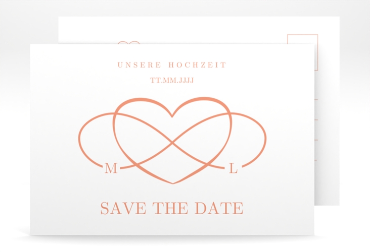 Save the Date-Postkarte Infinity A6 Postkarte apricot