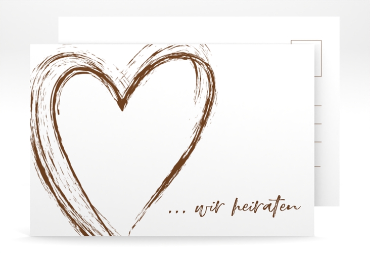 Verlobungskarte Hochzeit Liebe A6 Postkarte braun