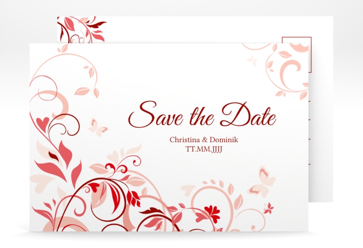 Save the Date-Postkarte Lilly A6 Postkarte rot