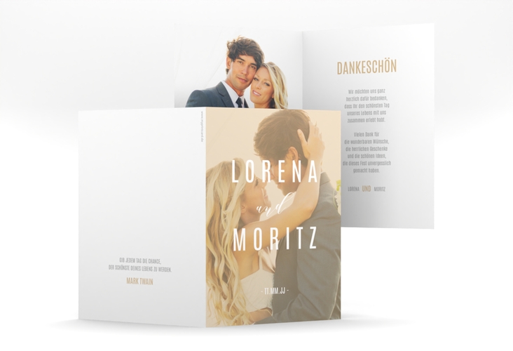 Danksagungskarte Hochzeit Memory A6 Klappkarte hoch beige