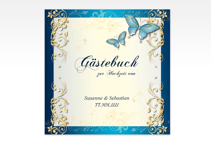 Gästebuch Creation Toulouse 20 x 20 cm, Hardcover blau romantisch mit Schmetterlingen