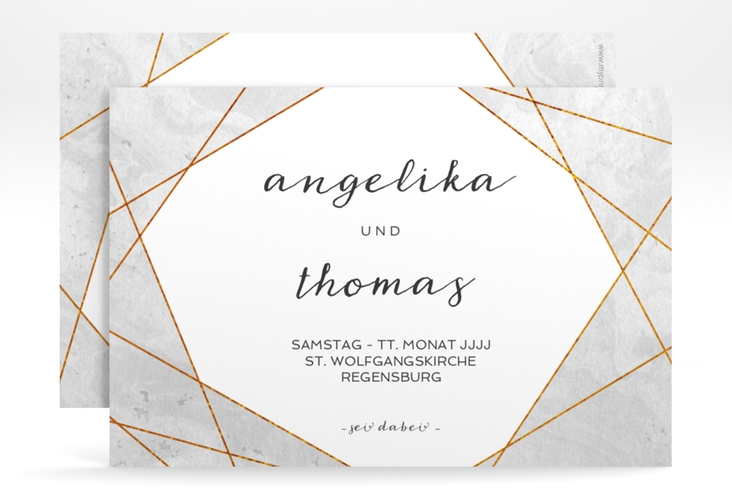 Save the Date-Karte Asymmetry A6 Karte quer grau hochglanz