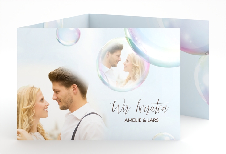 Hochzeitseinladung Dreams A6 Doppel-Klappkarte weiss