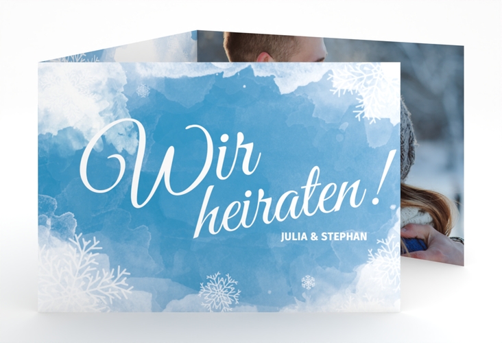 Hochzeitseinladung Frozen A6 Doppel-Klappkarte mit Winter-Design