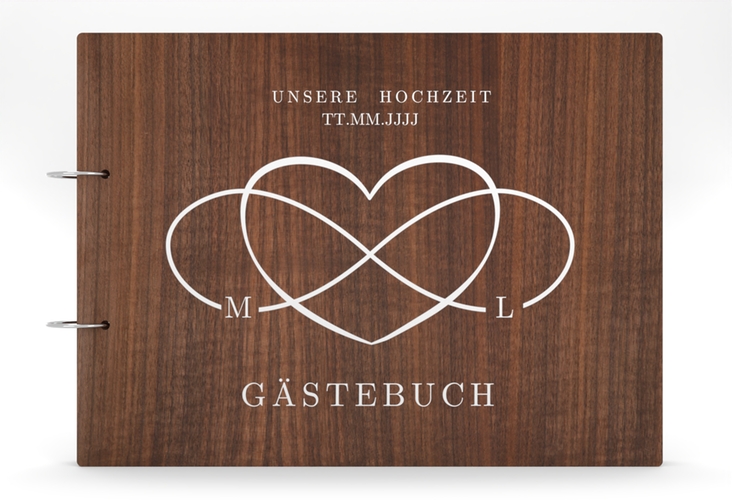 Gästebuch Holzcover Nussbaum Infinity Holz-Cover, bedruckt