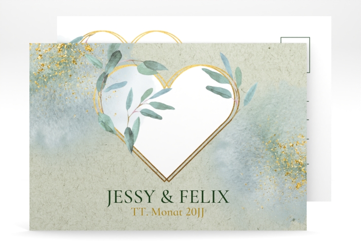 Save the Date-Postkarte Amore A6 Postkarte gruen