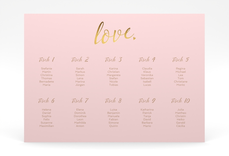 Sitzplan Poster Hochzeit Glam 70 x 50 cm Poster rosa