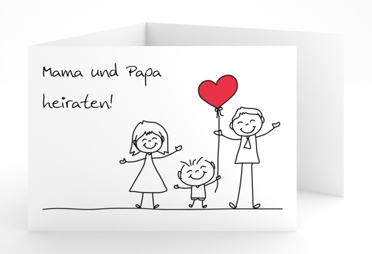 Hochzeitseinladung Family A6 Doppel-Klappkarte weiss