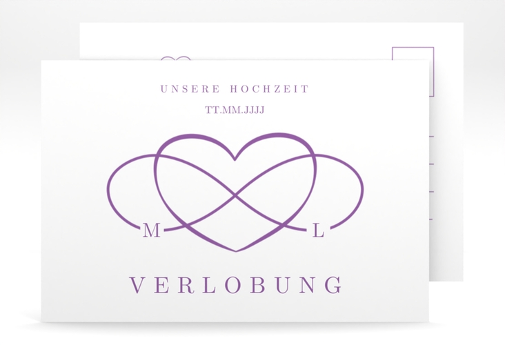 Verlobungskarte Hochzeit Infinity A6 Postkarte lila