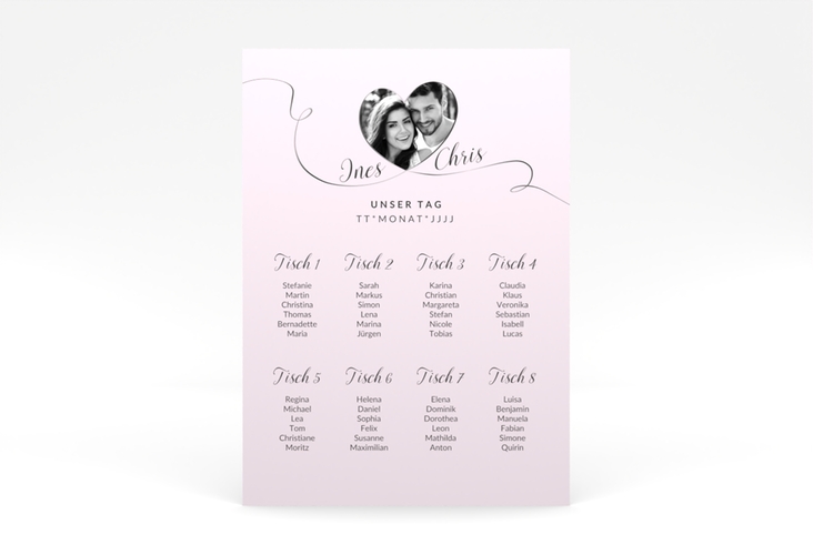 Sitzplan Poster Hochzeit Dolce 50 x 70 cm Poster rosa