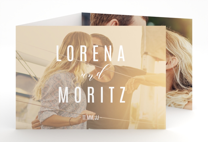 Hochzeitseinladung Memory A6 Doppel-Klappkarte beige