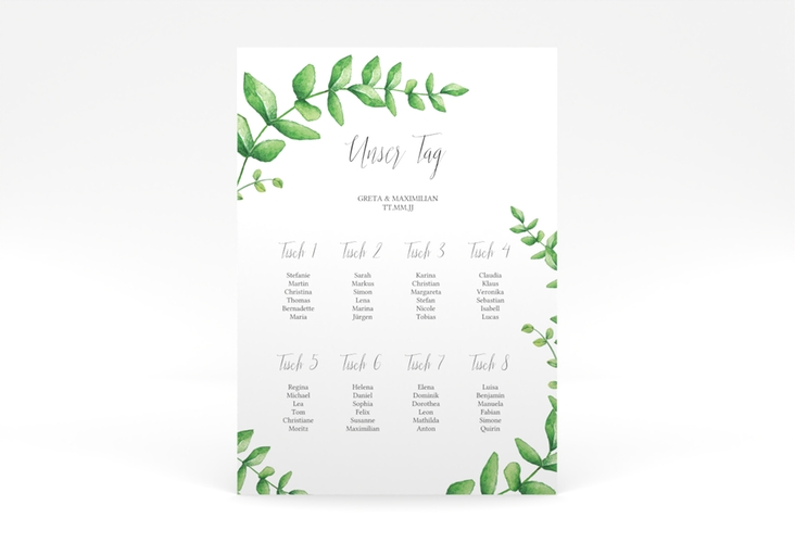 Sitzplan Poster Hochzeit Botanic 50 x 70 cm Poster