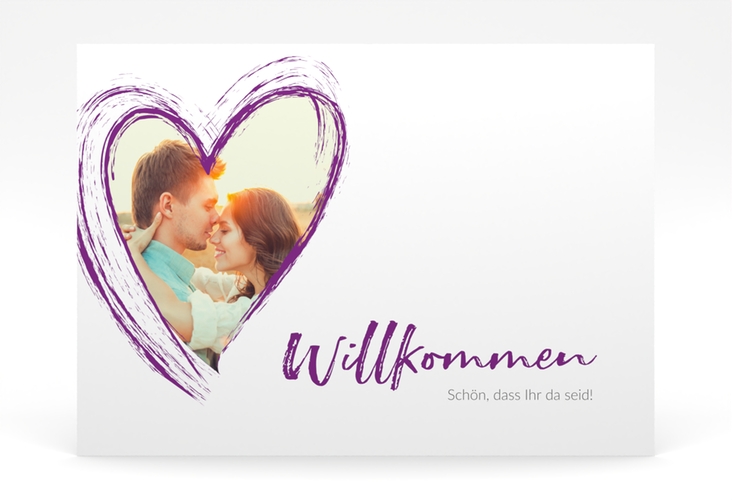 Willkommensschild Poster Liebe 70 x 50 cm Poster lila