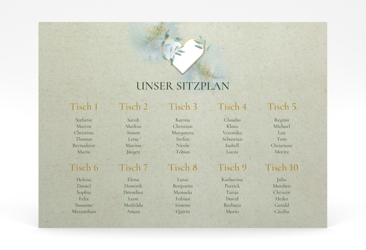 Sitzplan Poster Hochzeit Amore 70 x 50 cm Poster