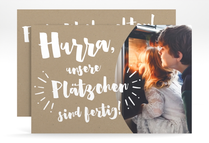 Weihnachtskarte Plätzchen A6 Karte quer hochglanz für Weihnachtsgrüße mit Familienfoto