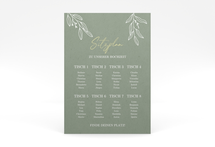 Sitzplan Poster Hochzeit Greendate 50 x 70 cm Poster