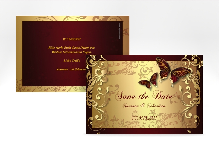 Save the Date-Karte Hochzeit Toulouse A6 Karte quer romantisch mit Schmetterlingen