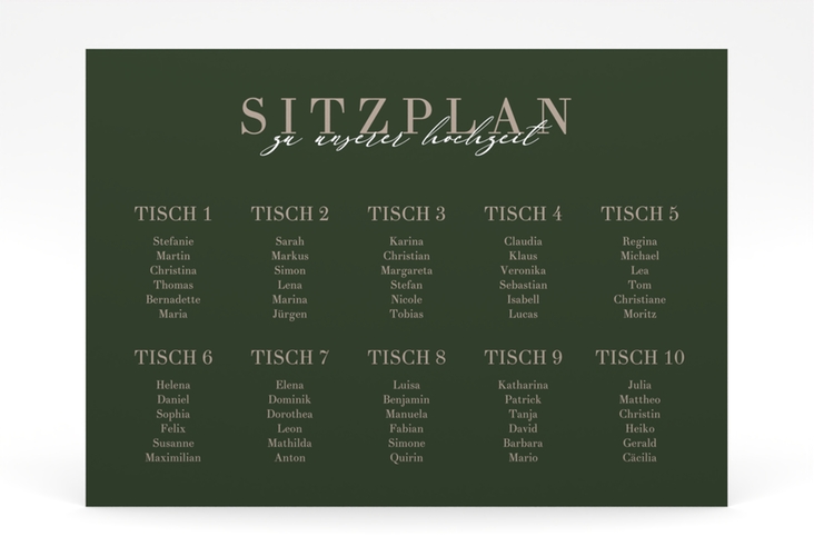 Sitzplan Poster Hochzeit Moment 70 x 50 cm Poster gruen