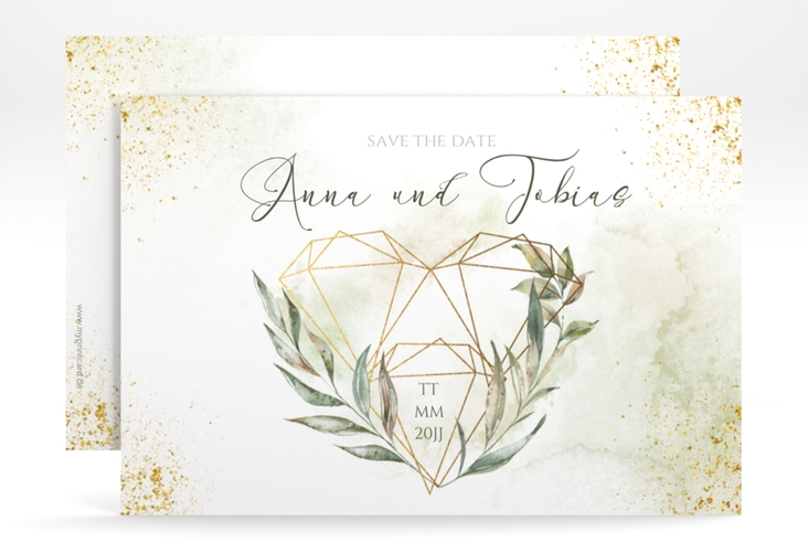 Save the Date-Karte Heartfelt A6 Karte quer mit Diamanten im Geometric Design