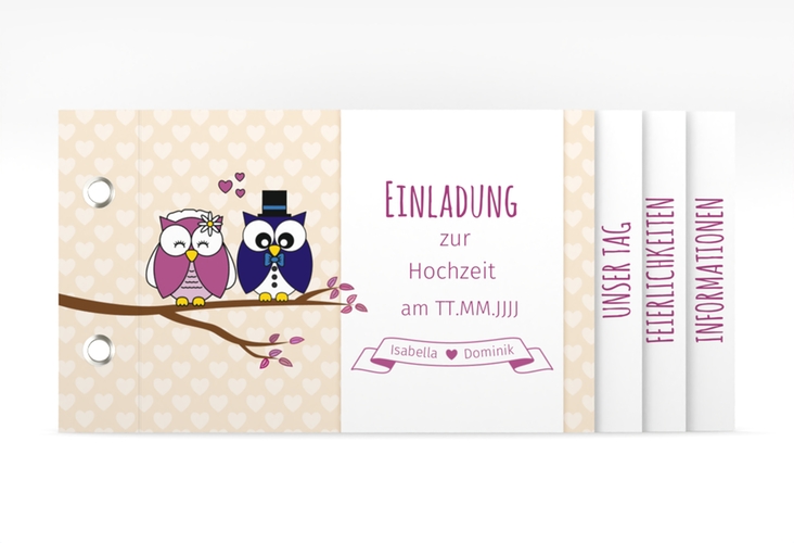 Hochzeitseinladung Eulenliebe Booklet