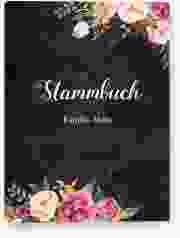 Stammbuch A5 Flowers Stammbuch A5 schwarz mit bunten Aquarell-Blumen