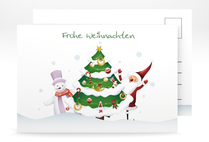 Weihnachtskarte Schneetreiben A6 Postkarte weiss