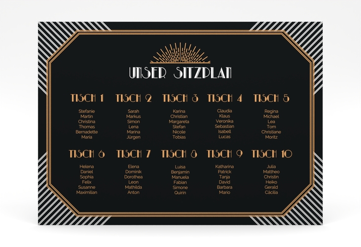 Sitzplan Poster Hochzeit Gatsby 70 x 50 cm Poster