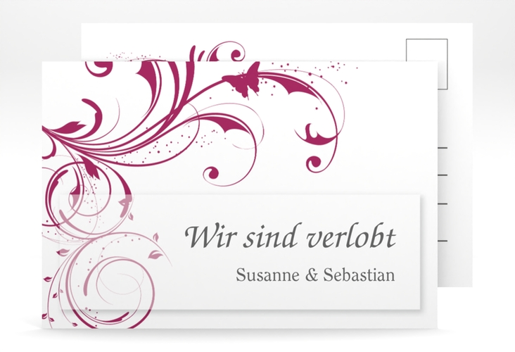 Verlobungskarte Hochzeit Palma A6 Postkarte pink