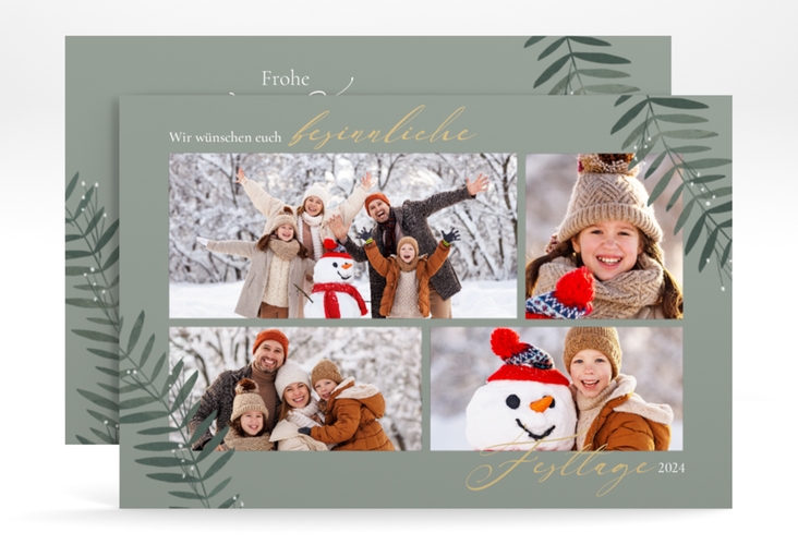 Weihnachtskarte Festtagsstimmung A6 Karte quer für Weihnachtsgrüße mit Familienfoto