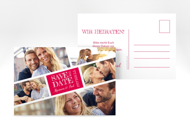 Save the Date-Postkarte Rise A6 Postkarte pink