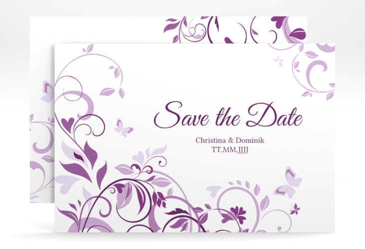 Save the Date-Karte Lilly A6 Karte quer lila