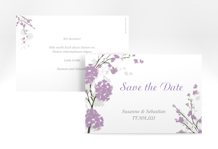 Save the Date-Karte Hochzeit Salerno A6 Karte quer flieder hochglanz