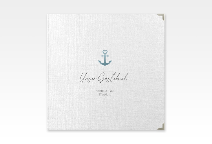 Gästebuch Selection Hochzeit Ankerliebe Leinen-Hardcover im minimalistischen maritimen Design mit Anker