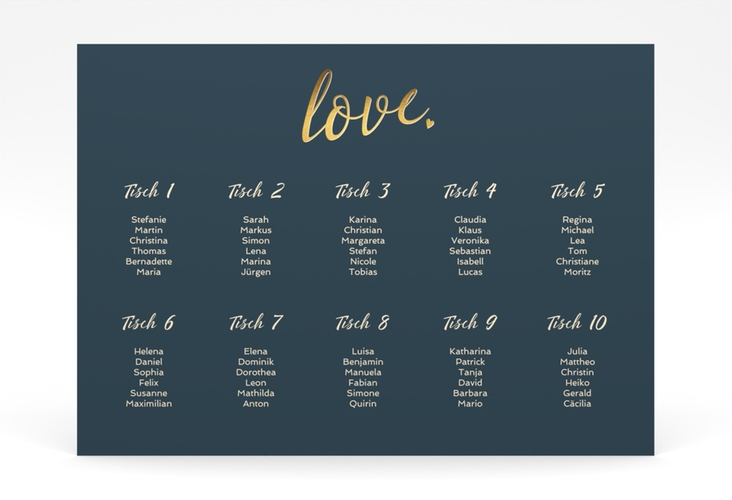 Sitzplan Poster Hochzeit Glam 70 x 50 cm Poster blau