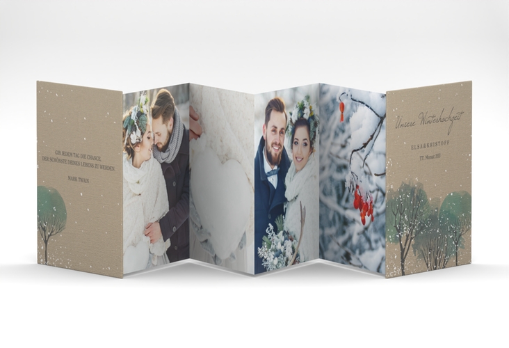 Foto-Leporello Hochzeit Winterhochzeit Leporello Kraftpapier