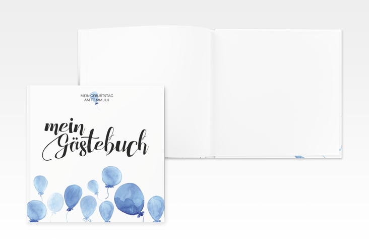 Gästebuch Creation Geburtstag Ballon 20 x 20 cm, Hardcover blau